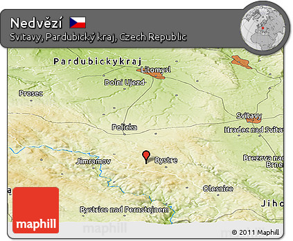 Physical Panoramic Map of Nedvězí