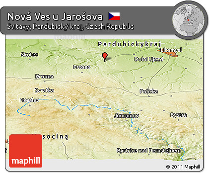Physical Panoramic Map of Nová Ves U Jarošova