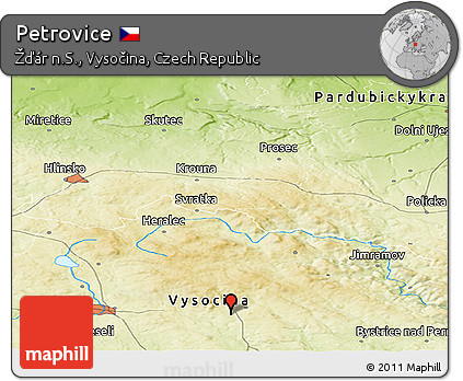 Physical Panoramic Map of Petrovice
