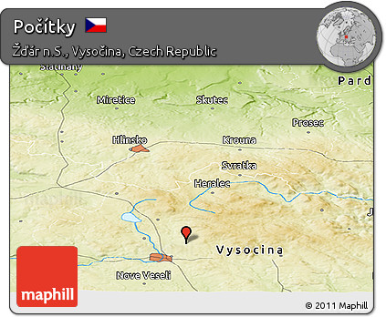 Physical Panoramic Map of Počítky