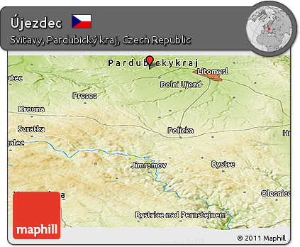 Physical Panoramic Map of Újezdec