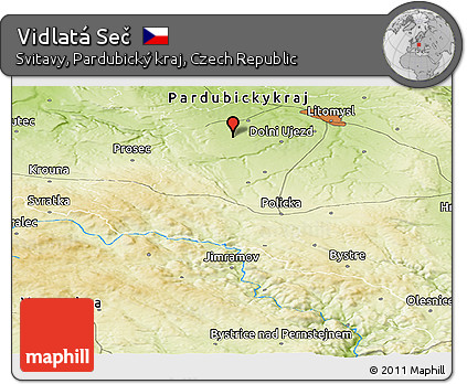 Physical Panoramic Map of Vidlatá Seč