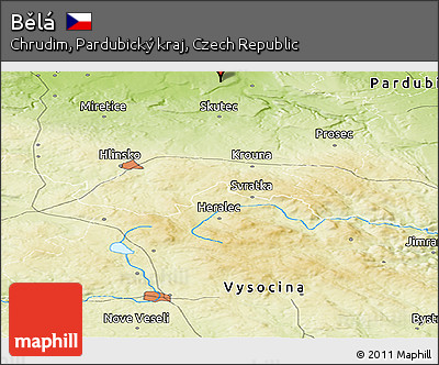 Physical Panoramic Map of Bělá