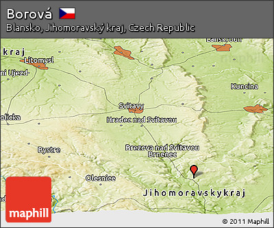 Physical Panoramic Map of Borová