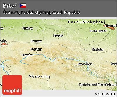 Physical Panoramic Map of Brteč