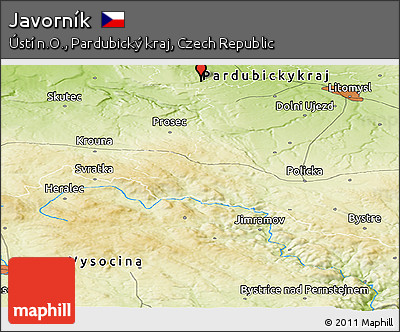 Physical Panoramic Map of Javorník