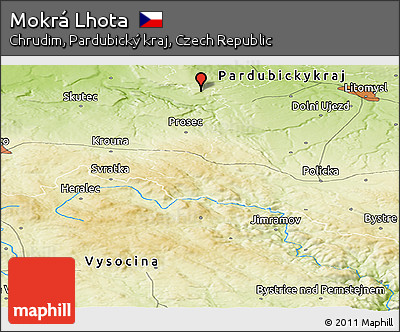 Physical Panoramic Map of Mokrá Lhota
