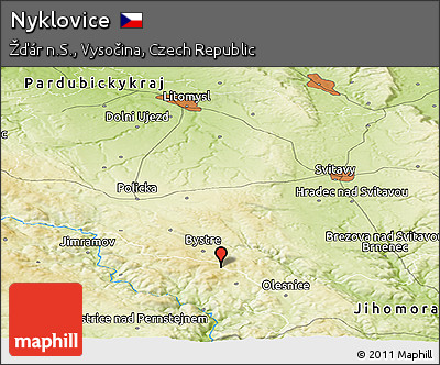 Physical Panoramic Map of Nyklovice