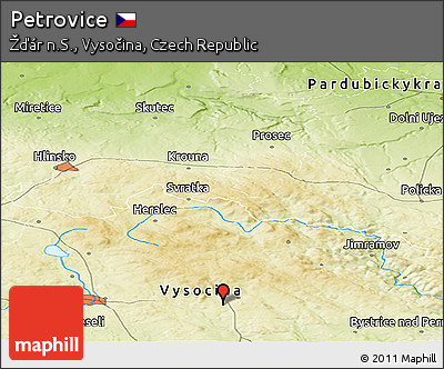 Physical Panoramic Map of Petrovice