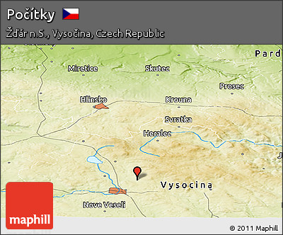 Physical Panoramic Map of Počítky