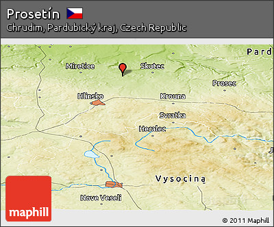 Physical Panoramic Map of Prosetín