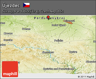 Physical Panoramic Map of Újezdec