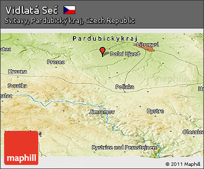 Physical Panoramic Map of Vidlatá Seč