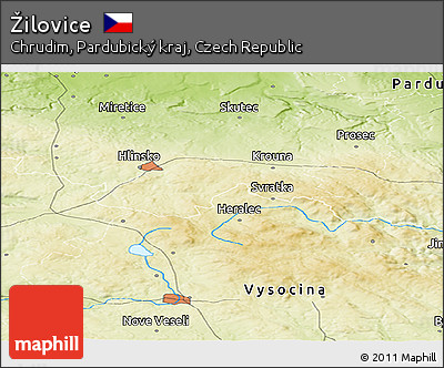 Physical Panoramic Map of Žilovice