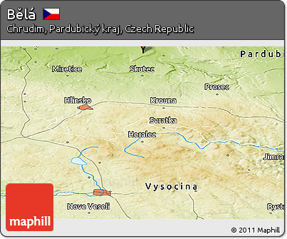 Physical Panoramic Map of Bělá
