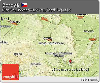Physical Panoramic Map of Borová