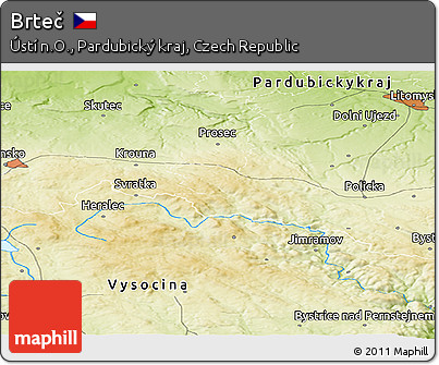 Physical Panoramic Map of Brteč