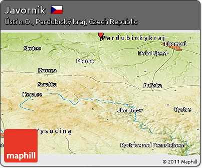 Physical Panoramic Map of Javorník