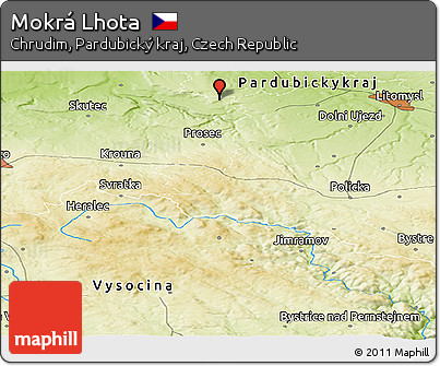 Physical Panoramic Map of Mokrá Lhota