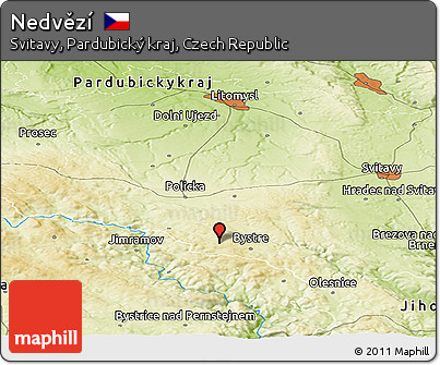 Physical Panoramic Map of Nedvězí