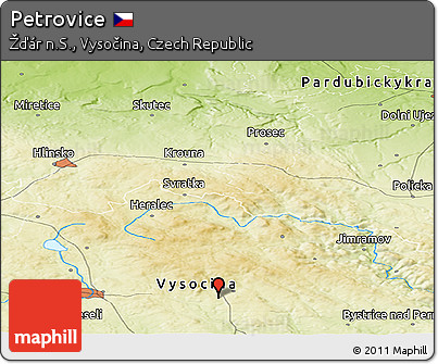 Physical Panoramic Map of Petrovice