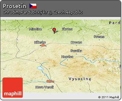 Physical Panoramic Map of Prosetín