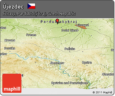 Physical Panoramic Map of Újezdec