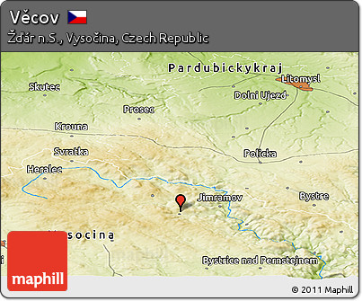 Physical Panoramic Map of Věcov