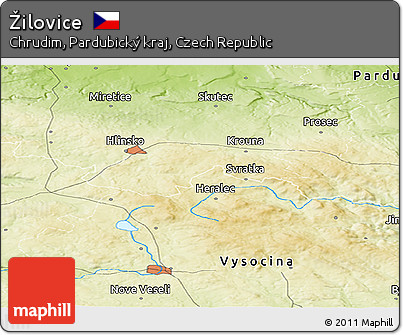 Physical Panoramic Map of Žilovice
