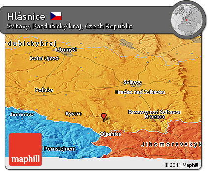Political Panoramic Map of Hlásnice
