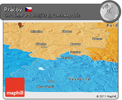 Political Panoramic Map of Práčov