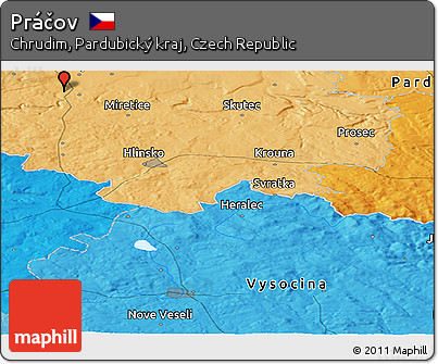 Political Panoramic Map of Práčov