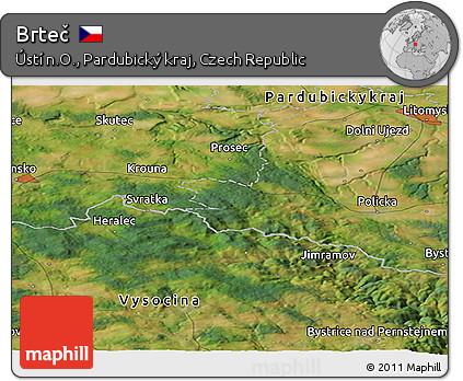 Satellite Panoramic Map of Brteč