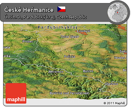 Satellite Panoramic Map of České Heřmanice