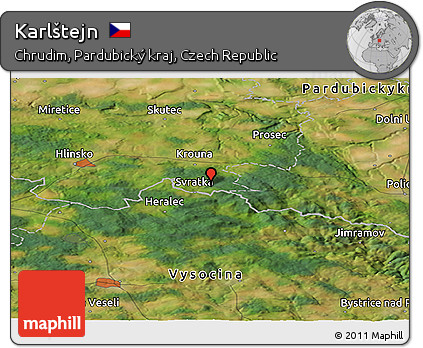 Satellite Panoramic Map of Karlštejn