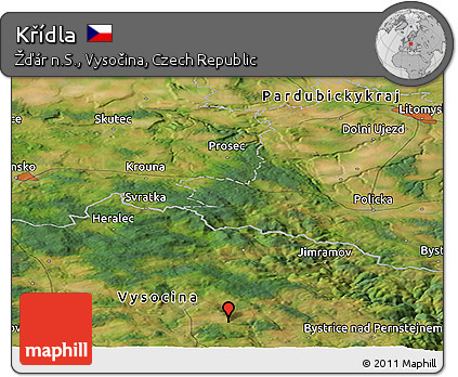 Satellite Panoramic Map of Křídla