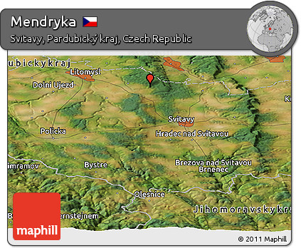 Satellite Panoramic Map of Mendryka