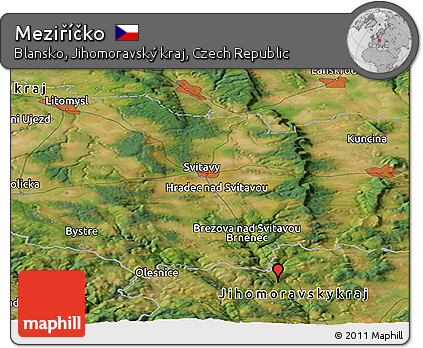 Satellite Panoramic Map of Meziříčko