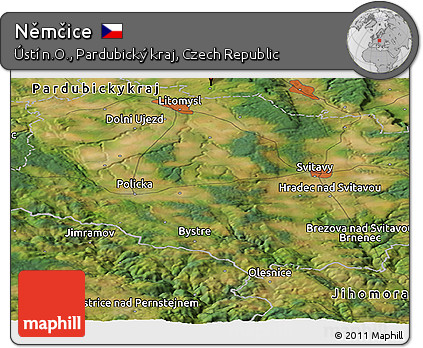 Satellite Panoramic Map of Němčice