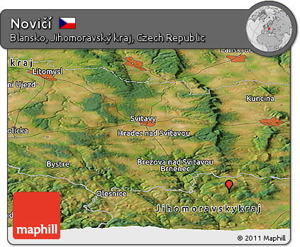 Satellite Panoramic Map of Novičí