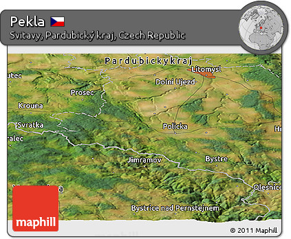 Satellite Panoramic Map of Pekla