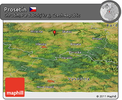 Satellite Panoramic Map of Prosetín
