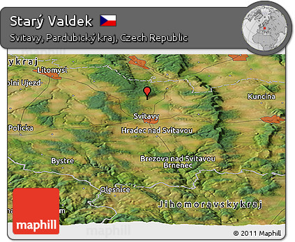 Satellite Panoramic Map of Starý Valdek