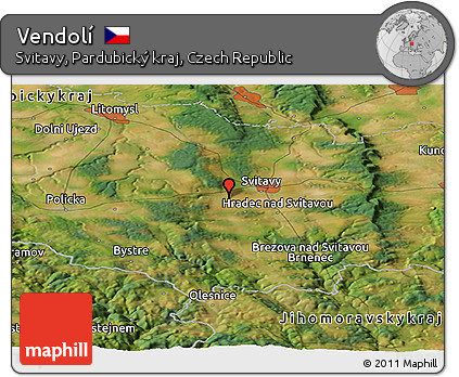Satellite Panoramic Map of Vendolí