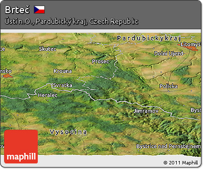 Satellite Panoramic Map of Brteč
