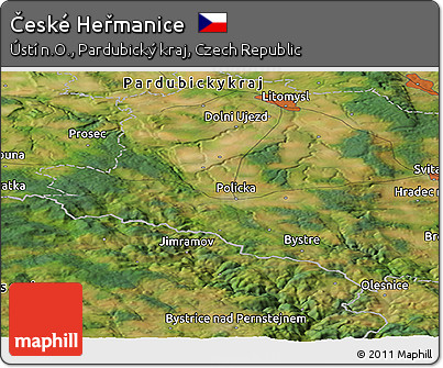 Satellite Panoramic Map of České Heřmanice