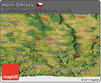 Satellite Panoramic Map of Horní Smržov