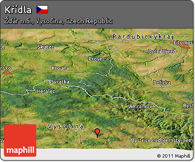 Satellite Panoramic Map of Křídla