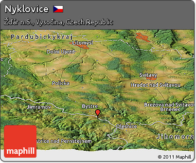 Satellite Panoramic Map of Nyklovice