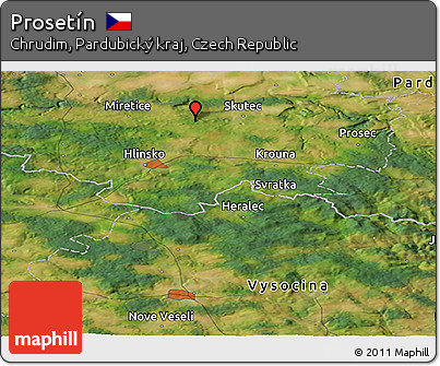 Satellite Panoramic Map of Prosetín